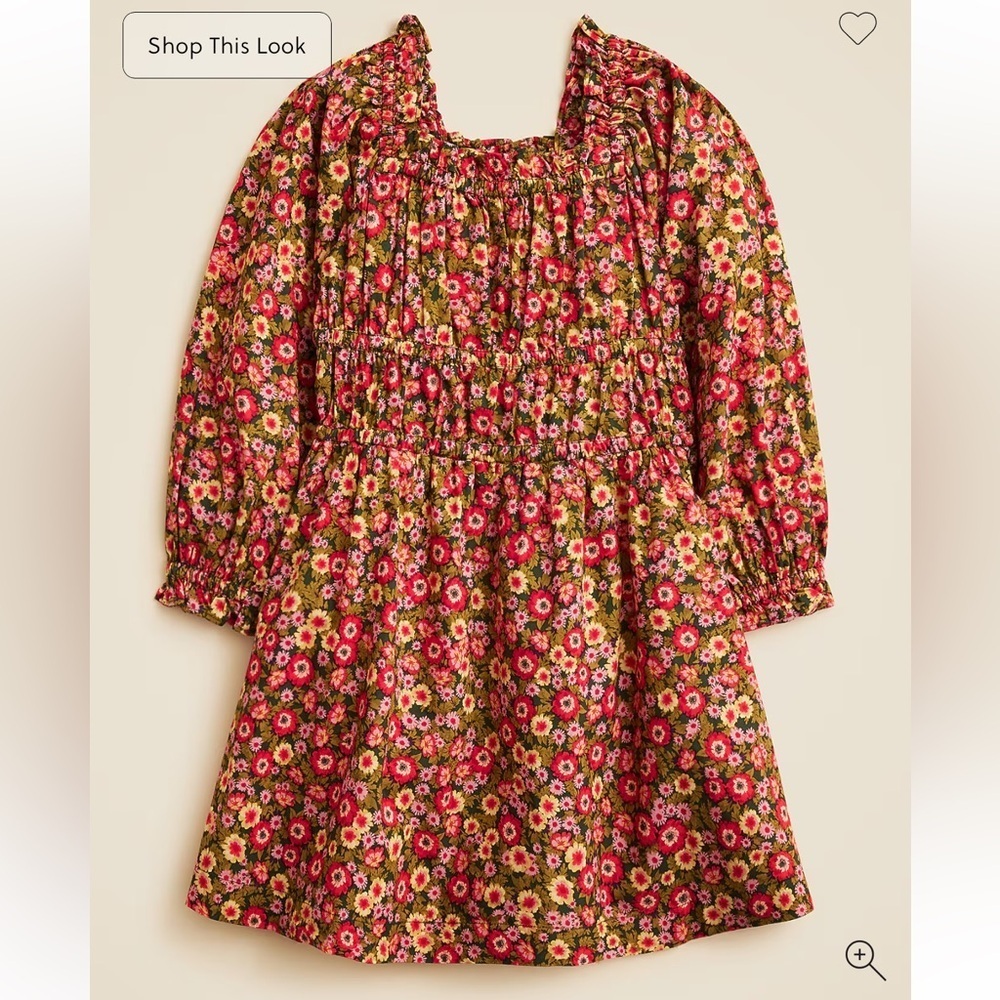 J crew Girls' long-sleeve smocked dress in floral